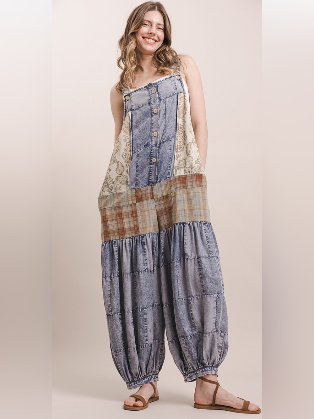 311 ❤️BlueVelvet floral plaid overalls
